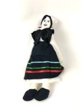 Vintage Handmade Ethnic Cloth Rag Doll 11 inch woman - £11.64 GBP