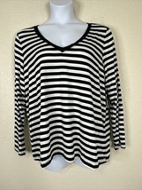 NWT Torrid Womens Plus Size 3 (3X) Blk/Wht Stripe V-neck T-shirt Long Sleeve - £21.08 GBP