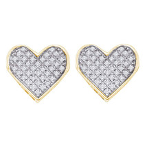 Yellow-tone Sterling Silver Round Diamond Cluster Heart Earrings 1/4 Ctw - £64.34 GBP