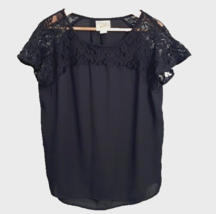 Anthropologie Maeve Top Size Small Penumbra Black Lace Semi Sheer Blouse - £10.79 GBP