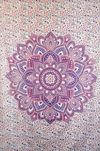 Traditional Jaipur Indian Tapestry Wall Hanging, Lotus Ombre Mandala Throw, Cott - £19.50 GBP