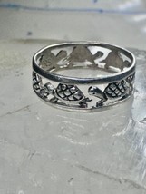 Turtle ring turtles band Size 8 vintage sterling silver women girls - $47.52