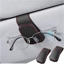 Sunglasses Holder for Car Sun Visor 2 PCS Magnetic Leather Eyeglass Hanger Sun G - £12.70 GBP