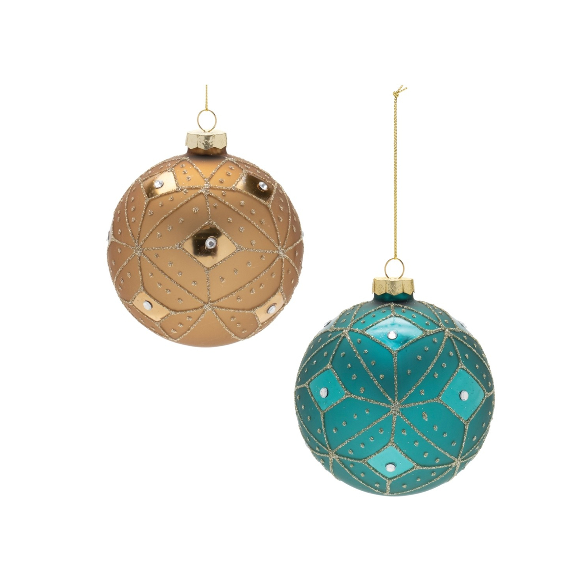 Geometric Glittered Glass Ball Ornament (Set of 6) - $67.84