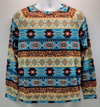 DA) Aztec Geometric Style Design Pattern Long Sleeve Lined Shirt - $24.74