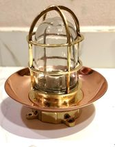 Vintage Style Brass Metal Bulkhead Ceiling Copper Shade &amp; Junction Box Lot Of 2 - £226.26 GBP