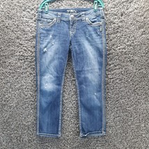 Silver Jeans Womens 29 Blue Capri Twisted Stretch Embroidered Denim Ladi... - $18.47