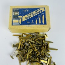 GXO Round Head Brass Paper Fasteners VTG Box Germany No3 3/4inch Office Supplies - £11.71 GBP