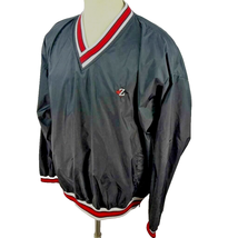 Black Pullover Jacket Jerzees Windbreaker Mens Size L Nylon Athletic Vintage - £10.18 GBP