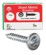 Sheet Metal Screws No. 8 X 1&quot; L Self-Piercing, Zinc-Plated 100-PK, Hillm... - $1.38 CAD