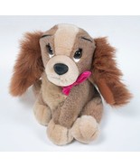 WALT DISNEY LADY &amp; THE TRAMP DOG PUPPY PLUSH STUFFED ANIMAL 8&quot; TOY RED BOW - $180.68 MXN