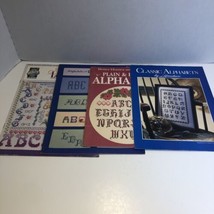 4 Assorted Cross Stitch Pattern Books Lot Alphabets - £15.58 GBP