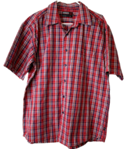 Stubbies Shirt Mens Short Sleeve Size Large Red Plaid 100% Cotton - £10.72 GBP