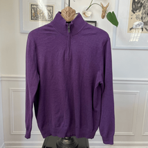 Jos A Bank Purple Pima Cotton Knit 1/4 Zip Lightweight Sweater L - $27.36
