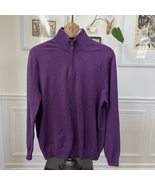 Jos A Bank Purple Pima Cotton Knit 1/4 Zip Lightweight Sweater L - $510.25 MXN