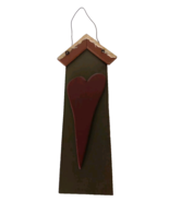 Small Wood House Green With Brown Heart Cute Wall Hanging Decor - $226.32 MXN
