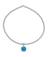 Swiss Blue Topaz and White Topaz Necklace in Italian Sterling Silver (sc) - £553.84 GBP