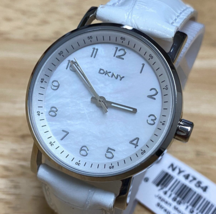 DKNY Quartz Watch NY-4754 Unisex 50m Silver Steel MOP Leather Band New Battery - £22.51 GBP
