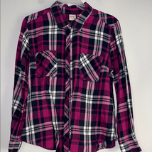 Faded Glory Pink and Black Plaid Shirt - $7.84