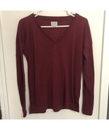 J Crew Vintage Fleece Sweater Womens Size S Maroon V Neck Pullover Long ... - £16.01 GBP