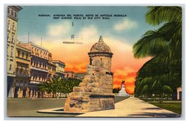 Avienda Del Puerto Street View Havana Cuba Linen Postcard I20 - £2.28 GBP