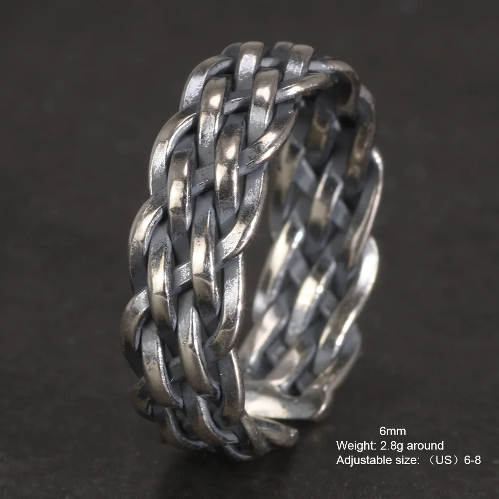Viking Jewelry 925 Sterling Silver Braided Rings For Men and Women Retro Punk Ad - £28.83 GBP