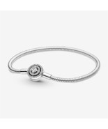 S925 Sterling Silver Moments Halo Snake Chain Bracelet,Friend Gift,Gift ... - $28.70 CAD
