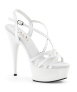 Pleaser 6&quot; Heel White Women&#39;s Platform Criss-Cross Strap Sandal DELIGHT-613 - $84.72 CAD