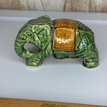 Vintage Ceramic Green Elephant Figurine Decor Glossy MCM - $15.00