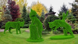 Outdoor Bobcat Topiary Green Figures covered in Artificial Grass Sculptures - £3,480.19 GBP