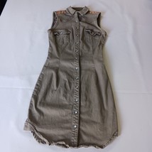Funky Soul RN#114524 Women&#39;s Greenish Gray Snap Button Dress Size Small - $19.79