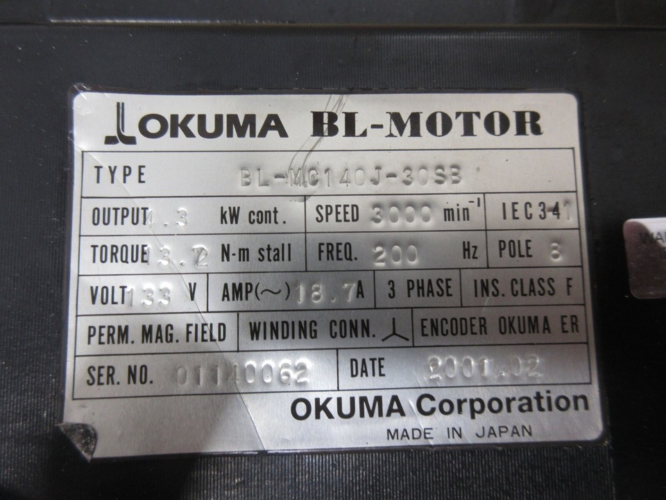 SPECIAL PRICE OKUMA SERVO MOTOR BL-MC140J-30SB ER-J-7200D ENCODER Item image 4