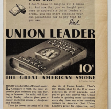 1936 Union Leader Pipe Tobacco Advertisement Antique Smoking American E90E3 - $369.57 MXN