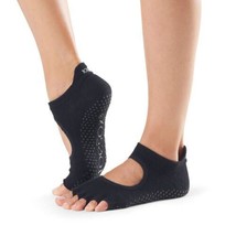 toesox Women&#39;s Bellarina Half Toe Grip Socks, X-Small, Black - £11.95 GBP