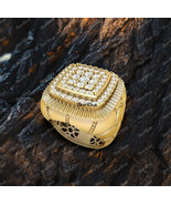 father&#39;s day Men&#39;s 14K Yellow Gold Finish 3Tier Square Diamond Pinky Nug... - $158.77