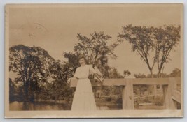 Ludlow VT RPPC Lovely Edwardian Woman Mattie at the Pond Postcard I24 - £11.95 GBP