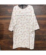 VGT Carole Night Gown 3X Cream Floral Cottage Ruffles Granny Snaps Open ... - $45.58 CAD
