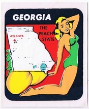 Vintage Georgia Decal Peach State Risque Pin Up Girl Map - $2.96