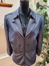 Tahari Women&#39;s Gray Polyester Long Sleeve Full Zip Front Casual Jacket S... - $35.00