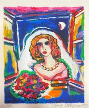 Zamy Steynovitz Bride with Flowers Hand Signed Limited Serigraph on Paper - £31.64 GBP