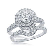 14k White Gold Certified Round Diamond Bridal Wedding Ring Band Set 1.75 - £3,926.53 GBP