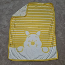 Disney Baby Winnie the Pooh Baby Blanket Yellow White Stripes 100% Cotton 29x36 - £23.70 GBP