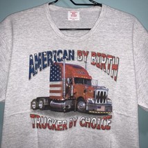 Vtg NOS (American By Birth Trucker By Choice) Shirt Sz L Single Stitch USA Flag - £24.25 GBP