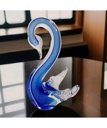 Cobalt Blue Glass Swan Figurine Hand-blown 6&quot; Decorative Paperweight Cle... - $18.80