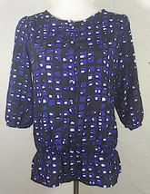 New York and Company Womans Top Small Geometric Multicolor Buttons Semi ... - £15.96 GBP