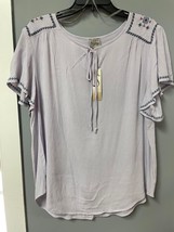 Como Vintage Women&#39;s Flutter Sleeve Peasant Shirt w/ Embroidery Details,... - $18.99