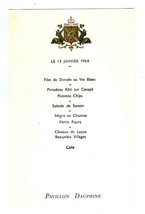 Pavillon Dauphine Menu Avenue Foch in  Paris France 1964 - £23.72 GBP