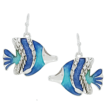 Sea Life Tropical Fish Dangle Earrings White Gold - $13.24