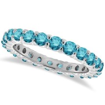 1CT Fancy Blue Diamond Eternity Ring 14K White Gold - £914.99 GBP+