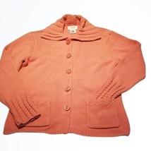 Talbots Heavier Weight Light Orange Collared Button Up Cardigan Size Med... - $21.85